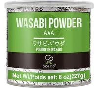 Soeos Poudre de wasabi de qualité supérieure, 227 g, poudre de wasabi avec véritable wasabi, poudre de wasabi de qualité AAA, poudre de wasabi pour sushis, poudre de wasabi en poudre, poudre de racine