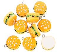 SOESFOUFU 10pcs Breloques Hamburger en Résine Jaune, Pendentifs Alimentaires de Simulation Portables et Résistants pour Bijoux DIY et Porte-clés Créatifs