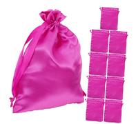 SOESFOUFU 10pièces Lot De Satin Pour Perruques Avec Cordon De Serrage Sacs De Rangement Doux Et Sécurisés Pour Transport Et Organisation Rose