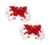 SOESFOUFU 1paire Barette De Mariage Élégante Rouge Accessoire De Tête Chic Pour Femme Pour Cérémonie Et Fête Épingle à Cheveux Artisanale Décoration Distinctive Et Unique