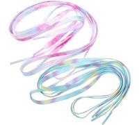 SOESFOUFU 2 Paires de Lacets Plats en Polyester Dégradé Coloré Tie-dye pour Chaussures Décontractées et Bottes, Lacets Multifonctions pour Apporter une Note de Couleur Couleur Aléatoire