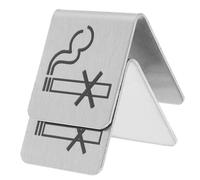 SOESFOUFU 2pcs Panneaux de Table Non Fumeur en Acier Inoxydable Argenté Double Face Indicateur Interdiction de Fumer pour Bureaux et Cafés Moderne et Élégant