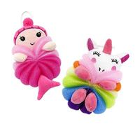 SOESFOUFU 2pièces Boules De Exfoliantes Pour Garçon Fille Jouets De Bain Mignons Forme De Sirène Et Licorne Accessoire De Nettoyage De Peau Pour Et