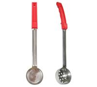 SOESFOUFU 2pièces Cuillère Doseuse Inox pour Sauce Pizza Set de Lisse et Percée Long Manche Utilisation Cuisine et Restaurant Facile à Nettoyer Portion Contrôlée