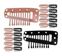SOESFOUFU 40 Pinces à Cheveux pour Extensions et Perruques Femme, Clips à Pression en Métal Noir et Marron Clair, 40 Pièces 10 Dents, Accessoires Coiffure pour Fixation et Bricolage
