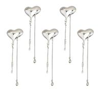 SOESFOUFU 5pcs Broches de Cœur Pompons Argentés en Alliage, Insignes Décoratifs pour Revers de Chemise et Costume Formel, Accessoires Élégants pour Femmes