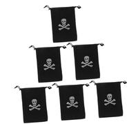 SOESFOUFU 6 Pièces Lot Cordon Halloween Thème Pirate Sacs Résistants pour Bonbons et Trésors Fête Anniversaire