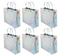 SOESFOUFU 6 Pièces Paquet Présent en PVC Poignées, Épais et Léger | Design Brillant, Usage Polyvalent, pour Vêtements et Petits Présents, Emport Rapide, Fêtes et Écoles