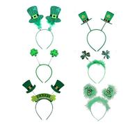 SOESFOUFU 6pcs Bandeaux Décoratifs en Plastique pour Garçon et Filles Trèfle Vert, Style Saint-patrick, Serrage-tête Festif pour Fêtes et Ambiance Saint-patrick Style Plusieurs styles