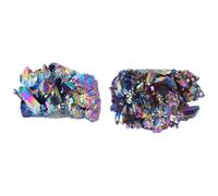 SOESFOUFU Amas de Pierres Naturelles Feng Shui Lot de 2 en Cristal Multicolore Électroplaqué, Forme Irrégulière, Poids Total 45g, Décoration en Cristal et Bien- pour Bureau