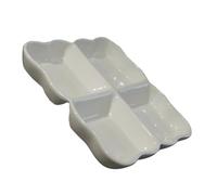 SOESFOUFU Assiette de Service en Céramique Blanche à 4 Compartiments pour Collations et Rangement, Design Créatif Chic pour Repas en Famille et Fêtes Réutilisable