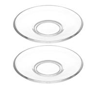 SOESFOUFU Assiettes à Hors-d'œuvre en Verre 2 Pièces, Forme Ronde, Élégantes et Portables, Cuisine Service de Thé Réutilisable