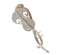 SOESFOUFU Barrette Cheveux Femme en Alliage Or Forme Pipa avec Décoration Cristal, Clip Résistant pour Sécuriser Chignon Élégant aux Concerts et Fêtes