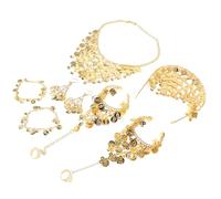 SOESFOUFU Bijoux Danse Du Ventre Ensemble Doré Complet pour Performance Scénique Collier Chaîne Bracelets Chevillères et Boucles Oreilles pour Danseuses de Niveaux Variés