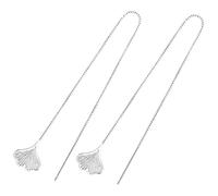 SOESFOUFU Boucles D'oreilles Pendantes Feuille de Ginkgo Pure Argenté S925, Boucles D'oreilles Longues Argentées, Bijoux Fantaisie pour Femmes, Style Vintage, Légères, Port Quotidien,