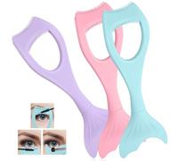 SOESFOUFU Bouclier de Mascara Peigne à 3 Pièces Forme Sirène en Silicone pour Protéger et Séparer lors Maquillage des Yeux