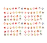 SOESFOUFU Boutons Ronds en Bois Naturel Deux Trous Lot de 100 26 Lettres Alphabet Design Unique et Motifs Solides pour Couture et Tricot