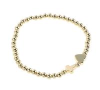 SOESFOUFU Bracelet croix avec perles initiales : bracelet religieux élastique pour femme - à perles avec breloque cœur et lettre C - Bijou chrétien pour la prière (Or)