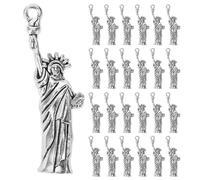 SOESFOUFU Breloques Statue Liberté en Alliage de Zinc Argenté 50pcs | Finition Vintage Antique, Lot Apprêts, pour Projets Festifs et Décor de Sapin