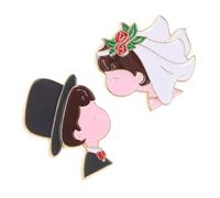 SOESFOUFU Broche Couple de Dessin Animé en Métal pour Mariage, Lot de 2 Pièces, Accessoire Confortable et Festif pour Mariée et Marié Lors des Cérémonies