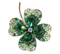 SOESFOUFU Broche Trèfle à Quatre Feuilles en Cristal Vert, Épingle de Mode Élégante pour Femme, Accessoire Vestimentaire Irlandais pour Saint-patrick, Décoration Vestes, Paquet et Vêtements