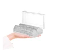 SOESFOUFU Capsules pièces 50 mm Plastique Transparent Lot de 40 avec boîte de Rangement et Joints protecteurs pour Stockage sécurisé
