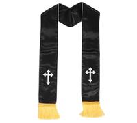 SOESFOUFU Châle de pasteur à pompon - Étole de clergé brodée d'une croix - Cape réversible pour chœur d'église - Accessoires de costumes pour hommes et femmes - Mariage à l'église