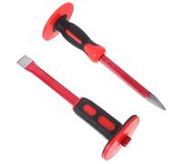 SOESFOUFU Ciseau à Béton 2 Pièces en Acier Chrome-vanadium Poignée en Caoutchouc Souple, Haute Durabilité et Absorption des Chocs, pour Maçonnerie et Travail sur Briques