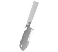 SOESFOUFU Couteau à Râper en Acier Inoxydable avec Manche Plastique Blanc | Structure Intégrée, Large Fente et Dents Crantées, pour Gingembre, Écailles et Service Soupe