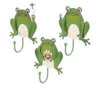 SOESFOUFU Crochets Muraux pour Rangement Clé Lot de 3 Forme de Grenouille Verte, Décoratifs Multifonctions et Décoration Maison Salon