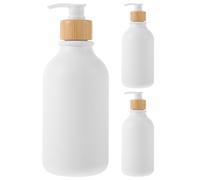SOESFOUFU Distributeurs à Pompe Bouteilles Rechargeables Lot de 3 500ml en Plastique Pet Mat Blanc Design Simple et Élégant pour Shampoing et Après-shampoing pour Salle de Bain