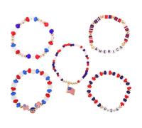 SOESFOUFU Ensemble de bijoux patriotiques pour femmes - Bracelets de perles rouges, blancs et bleus pour le 4 juillet - Bracelets d'amitié extensibles et empilables pour le 250e anniversaire de