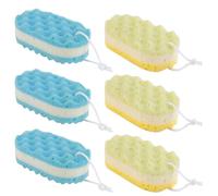 SOESFOUFU Éponge Bain Douce et Exfoliante en Mousse, Lot de 6 Pièces Conception à Trois Couches, pour Voyage et Usage en Salle de Sport