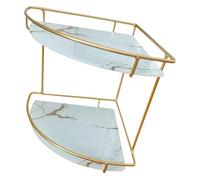 SOESFOUFU Étagère d'angle Triangulaire en Fer et Verre Forte Capacité de Charge 2 Niveaux Design Or pour Salle de Bain pour Bureau et Coin Lavabo