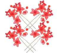 SOESFOUFU Fourchette à Chignon Vintage Rouge en Acrylique et Métal, Lot de 4 Pièces, Accessoire Stable et Facile à Assortir pour Coiffures de Mariage et Soirées