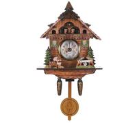 SOESFOUFU Horloge Murale à Coucou en Bois Vintage Pendule Multifonction, Décoration Murale pour Salon, Alimentée par Pile AA