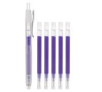 SOESFOUFU Lot de 1 stylo effaçable à chaud pour tissu, marqueur temporaire avec 6 recharges pour couture, quilting et broderie, alternative à la craie de tailleur, pointe moyenne 0,8 mm, encre bleue