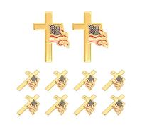SOESFOUFU Lot de 10 épingles en forme de croix avec drapeau américain flottant - Épinglette patriotique commémorant le 250e anniversaire du 4 juillet - Broche pour costume ou chapeau