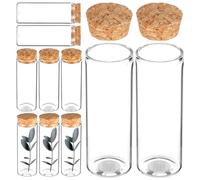 SOESFOUFU Lot de 10 Tubes de Rangement en Verre Borosilicate avec Bouchons en Liège, Bouteilles Scellées Faciles à Nettoyer Création de Bijoux et Œuvres Miniatures