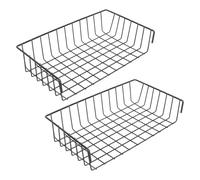 SOESFOUFU Lot de 2 Paniers de Rangement Muraux en Fer Noir sans Perçage, Organisateurs Pratiques pour Petite Pièce Cuisine, Paniers Amovibles sans Trace