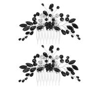 SOESFOUFU Lot de 2 peignes à cheveux noirs en cristal ornés de strass, accessoires de mariée scintillants, épingles à cheveux pour demoiselles d'honneur, soirées et bals de promo.