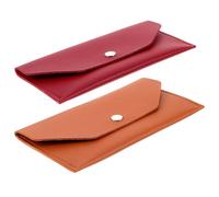 SOESFOUFU Lot de 2 Porte-Monnaie Budget Enveloppes en PU Imperméable, Portefeuille Rectangulaire Allongé Marron et Rouge Foncé, Organisateur d'argent Liquide Compact pour Voyage et Gestion