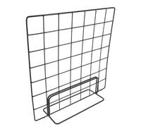 SOESFOUFU Lot de 2 Présentoirs de Table en Métal Noir, Grille Métallique 35x35 Cm Socle Large, Support Photo Polyvalent pour Exposition Œuvres, Marché, Bureau et Décoration Intérieure