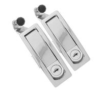 SOESFOUFU Lot de 2 verrous de sécurité pour armoire avec clés - Verrou à compression - Serrure de porte manuelle à levier réglable avec gâchette surélevée, couleur argent