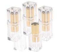 SOESFOUFU Lot de 4 Tubes Lèvres Vides en Plastique Abs Transparents Rechargeables, Rangement Portable pour Soin des Lèvres, Design Unique et Finition Soignée