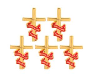 SOESFOUFU Lot de 5 broches funéraires : Broches commémoratives en forme de croix, ornant un ruban rouge, pour la décoration des funérailles.