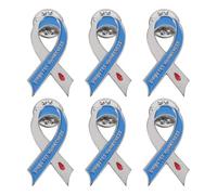 SOESFOUFU Lot de 6 épinglettes ruban de sensibilisation diabète - bleue pour le soutien à la défense des droits des patients, insigne de revers en alliage de zinc pour événements, campagnes et