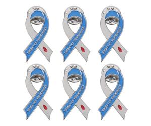 SOESFOUFU Lot de 6 épinglettes ruban de sensibilisation diabète - bleue pour le soutien à la défense des droits des patients, insigne de revers en alliage de zinc pour événements, campagnes et