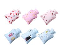 SOESFOUFU Lot de 6 Mini Bouillottes Chauffe-mains en Pvc, Petit Format, Motifs Dessin Animé, Bouillottes Décoratives Portables pour Maison, Bureau et Voyage, Sachets D'eau Chaude