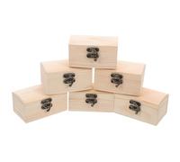 SOESFOUFU Lot de 6 petits coffres à trésors en bois brut avec couvercle à charnière et fermoir en métal - Mini boîte à bijoux en bois pour le rangement de souvenirs, bijoux, bibelots,